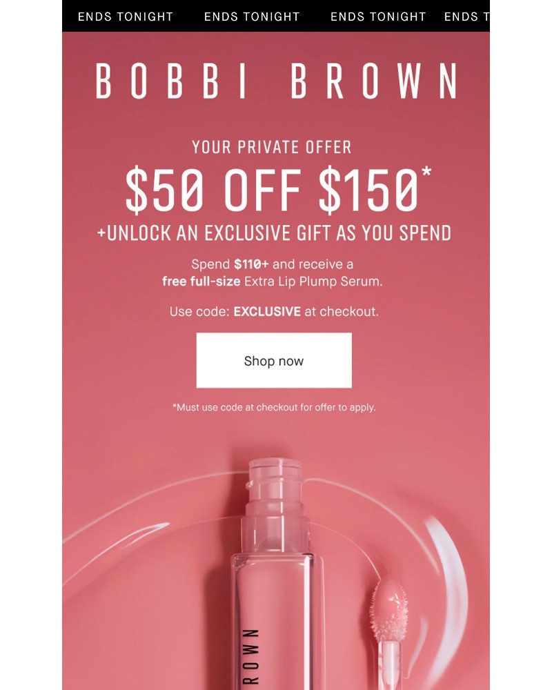Screenshot of email sent to a Bobbi Brown Newsletter subscriber