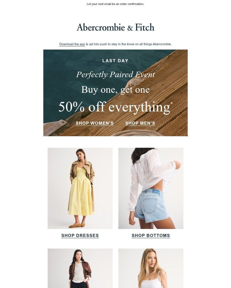 Screenshot of email sent to a Abercrombie Newsletter subscriber