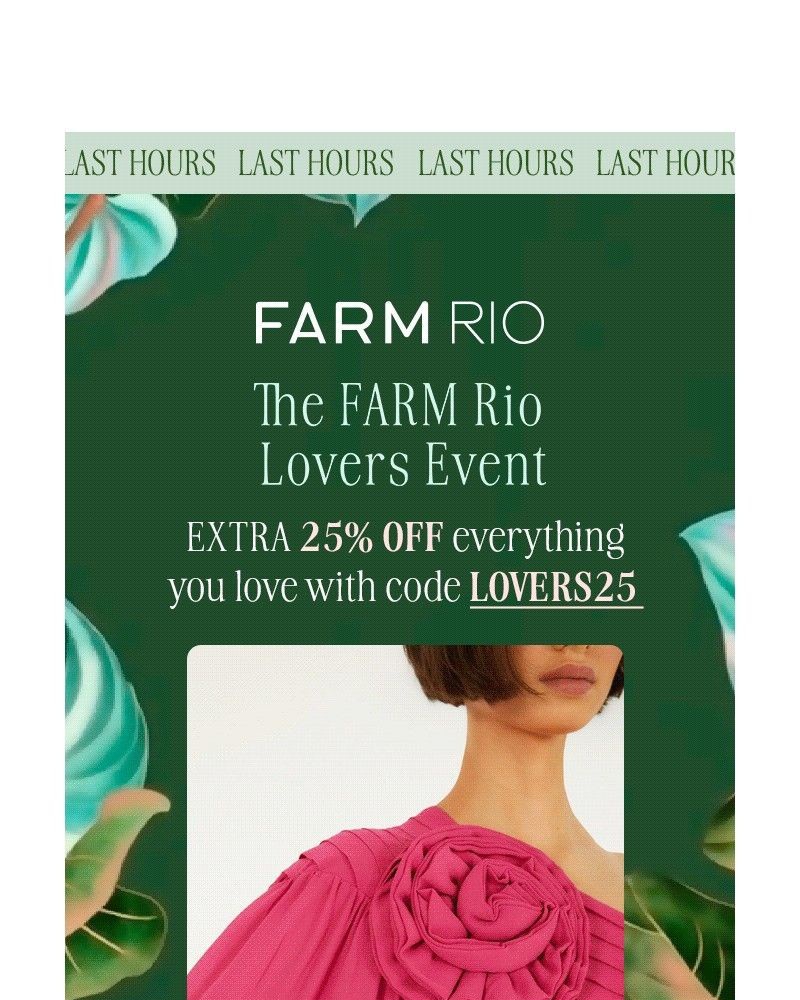Screenshot of email sent to a Farm Rio Newsletter subscriber