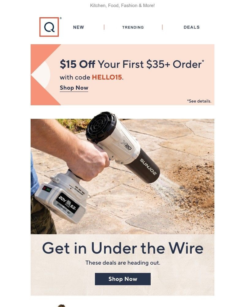 Screenshot of email sent to a QVC Newsletter subscriber