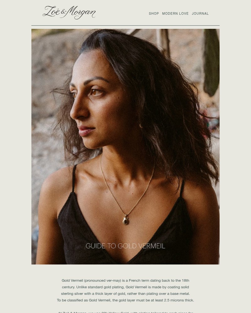 Screenshot of email sent to a Zoe & Morgan Newsletter subscriber