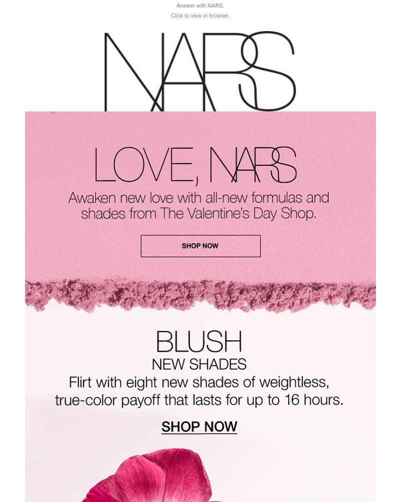 Screenshot of email sent to a Nars Cosmetics Newsletter subscriber