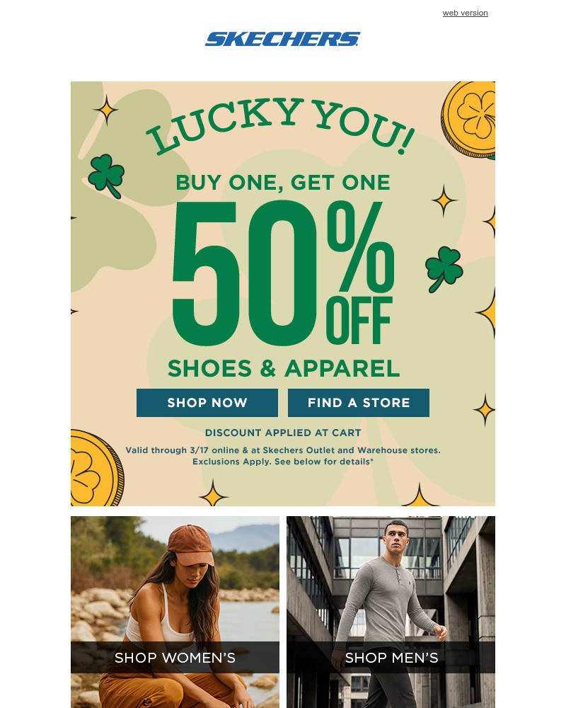 Screenshot of email sent to a Skechers Newsletter subscriber