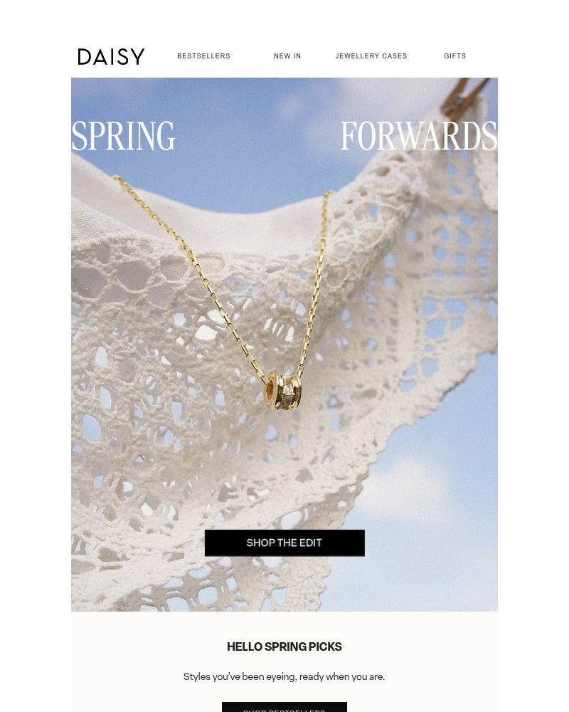 Screenshot of email sent to a Daisy Jewellery Cart abandoner