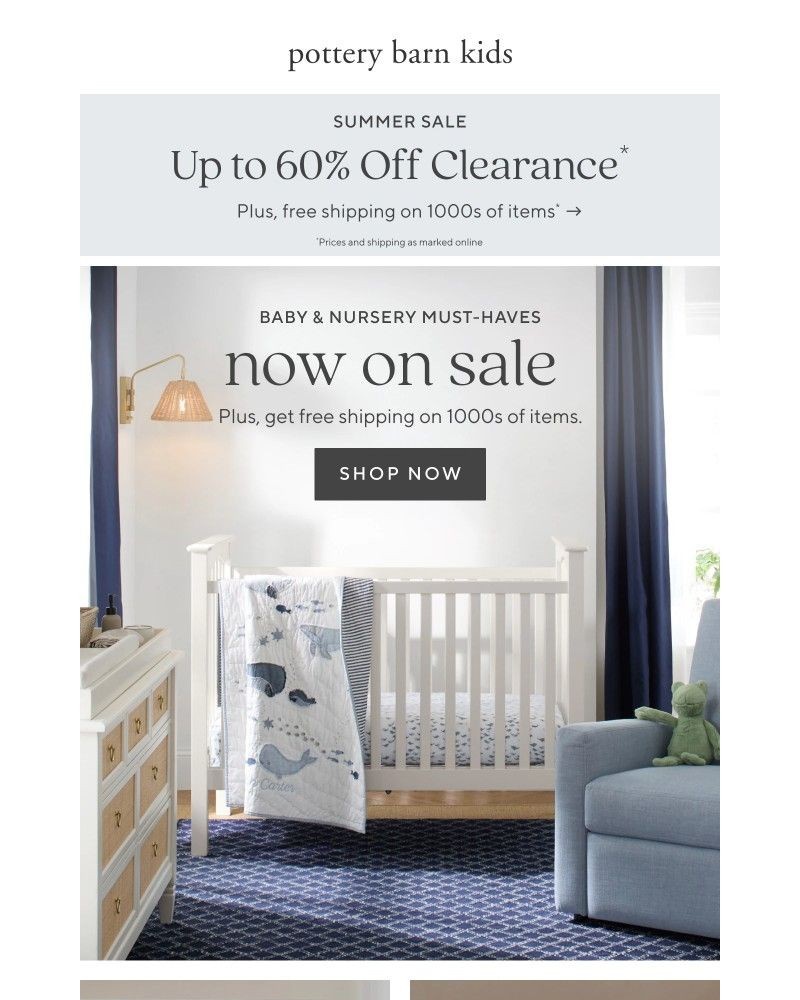Screenshot of email sent to a Pottery Barn Newsletter subscriber