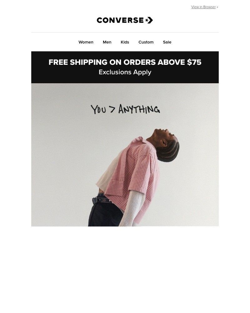 Screenshot of email sent to a Converse Newsletter subscriber