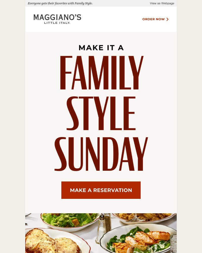 Screenshot of email sent to a Maggiano’s Little Italy Newsletter subscriber