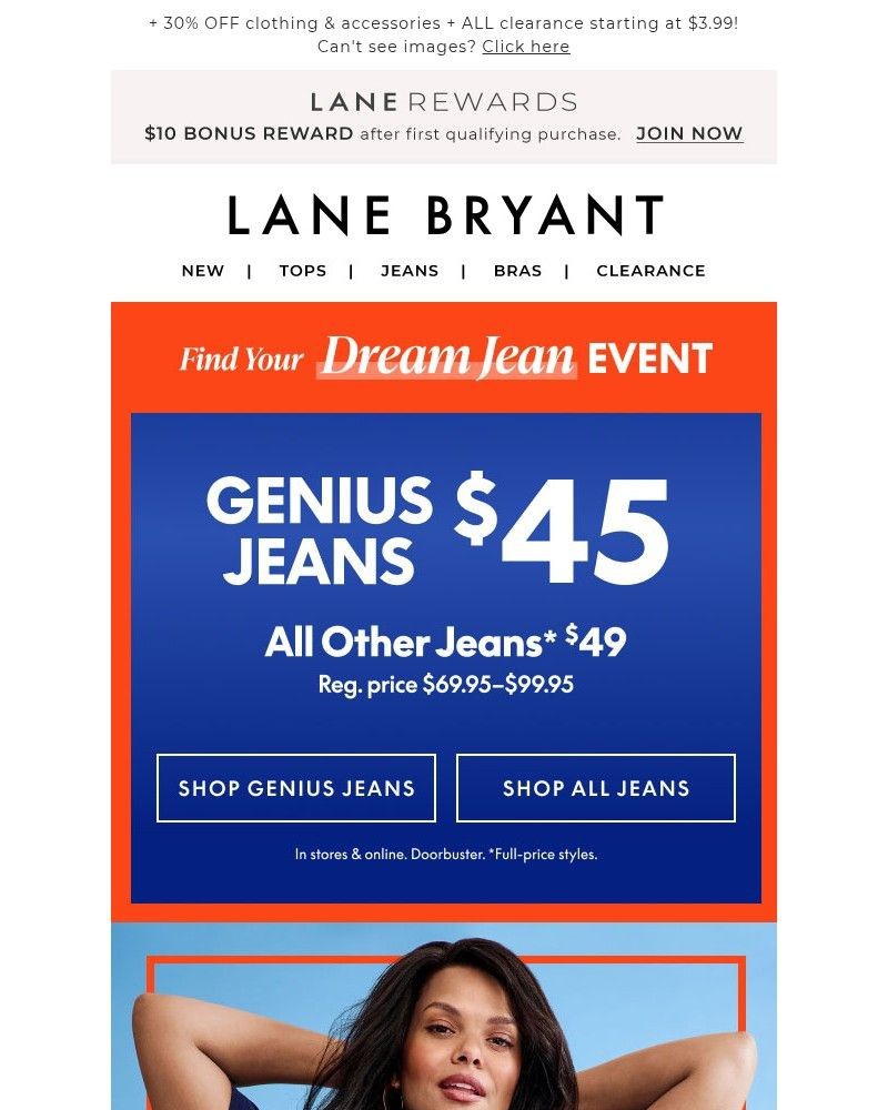 Screenshot of email sent to a Lane Bryant Newsletter subscriber