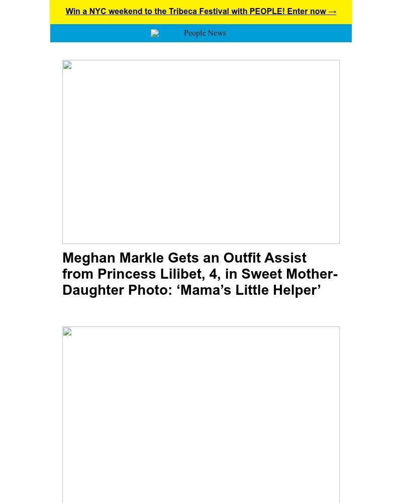 Screenshot of email sent to a People Newsletter subscriber
