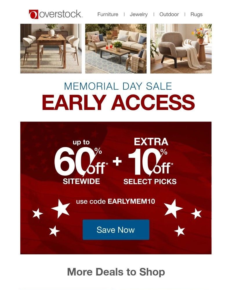 Screenshot of email sent to a Overstock Newsletter subscriber
