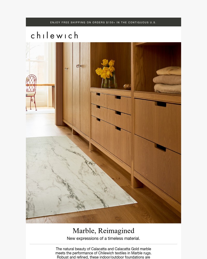 Screenshot of email sent to a Chilewich Newsletter subscriber