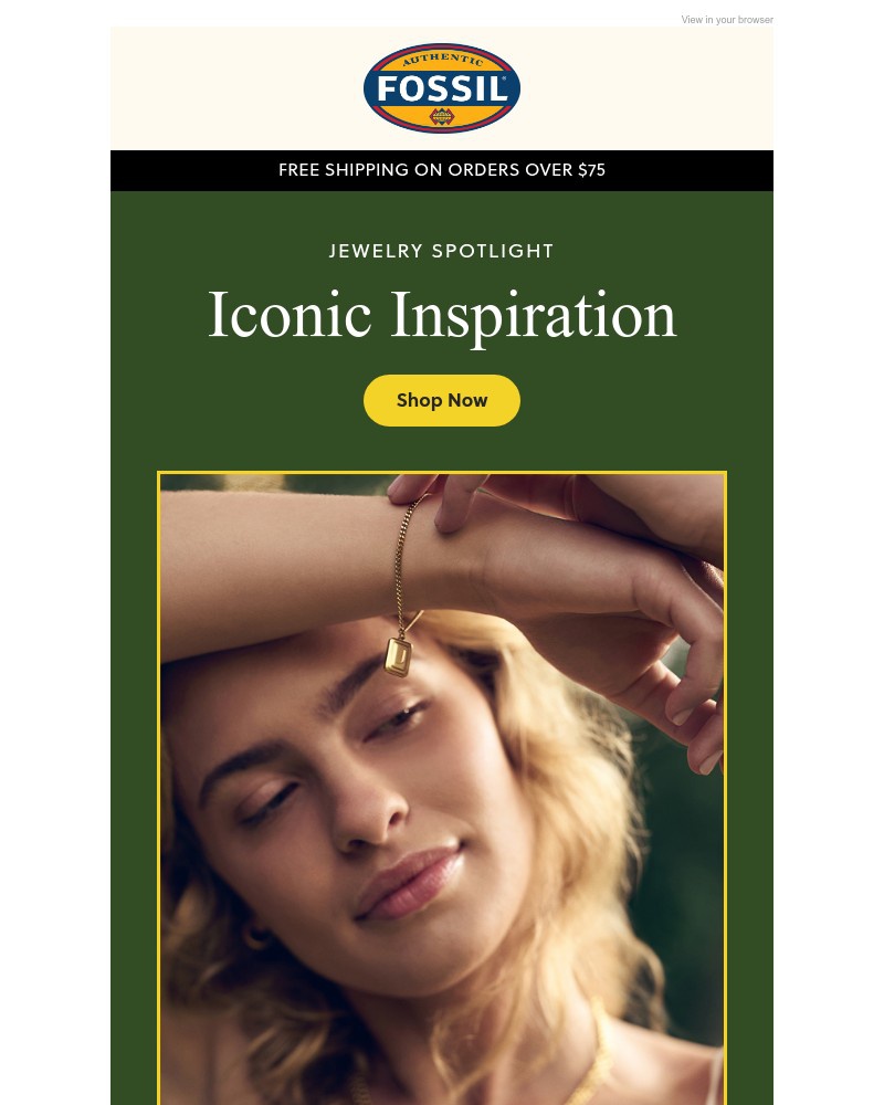 Screenshot of email sent to a Fossil Newsletter subscriber