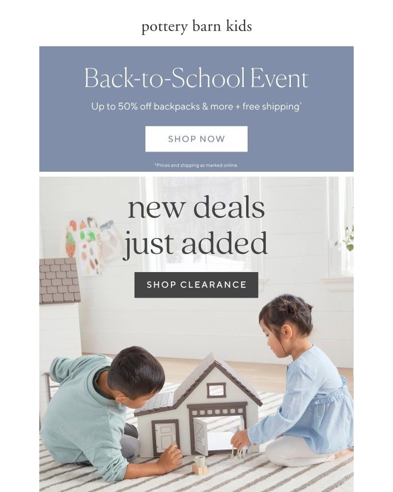 Screenshot of email sent to a Pottery Barn Newsletter subscriber