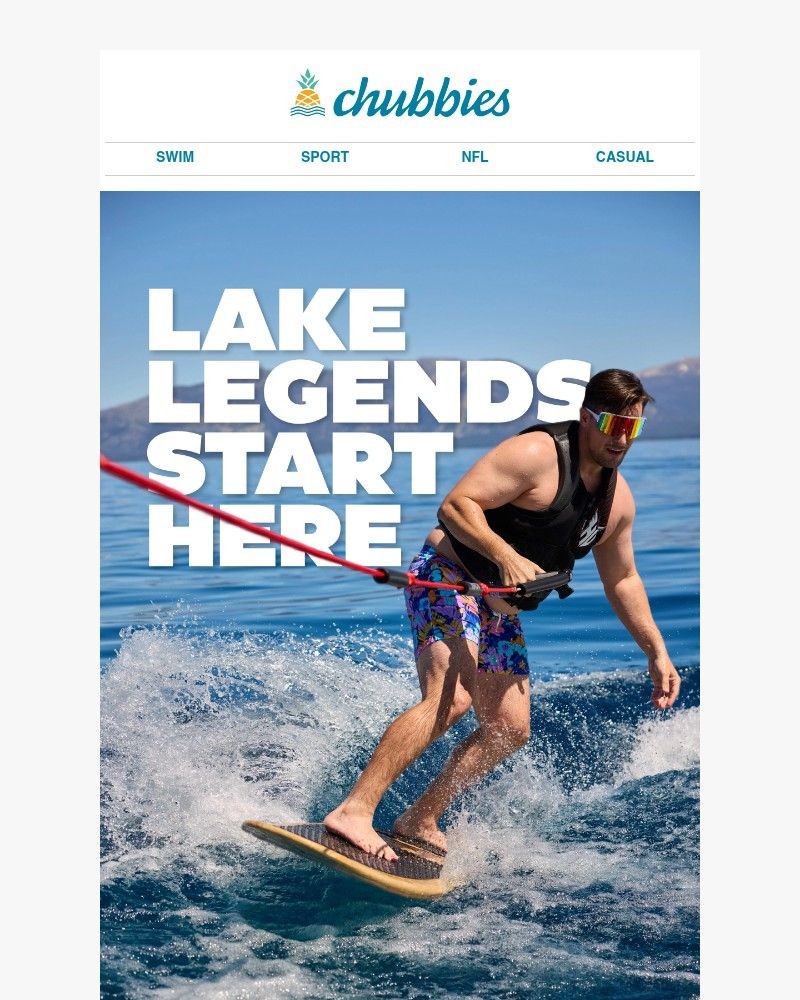 Screenshot of email sent to a Chubbies Newsletter subscriber