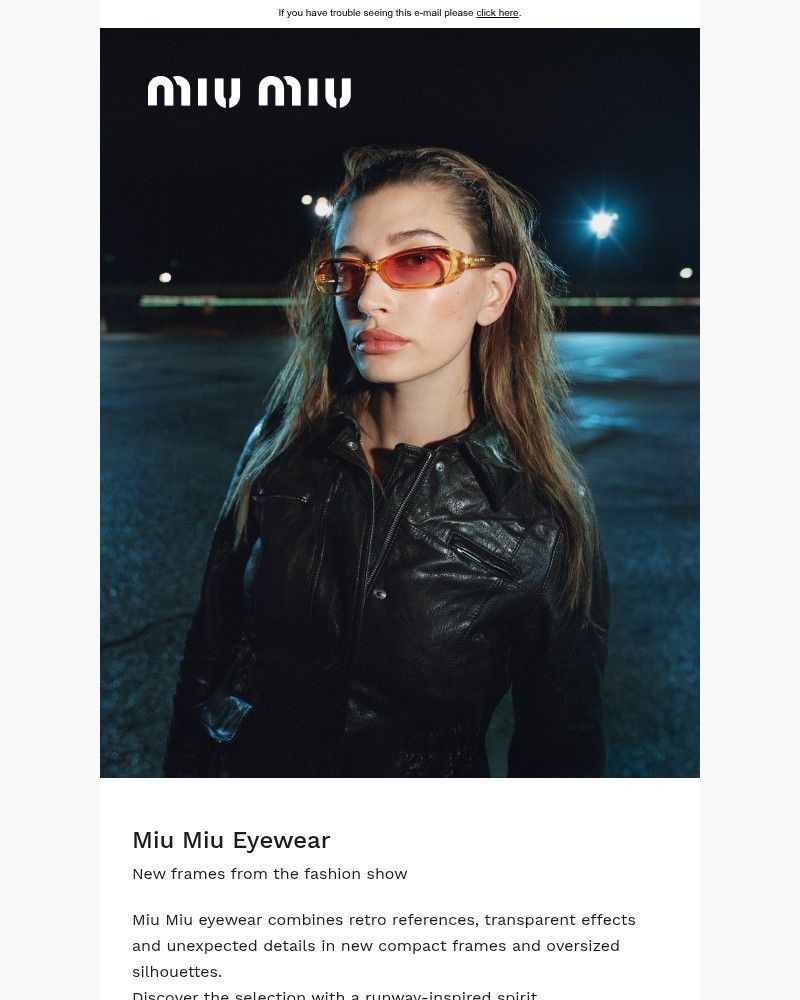 Screenshot of email sent to a Miu Miu Newsletter subscriber