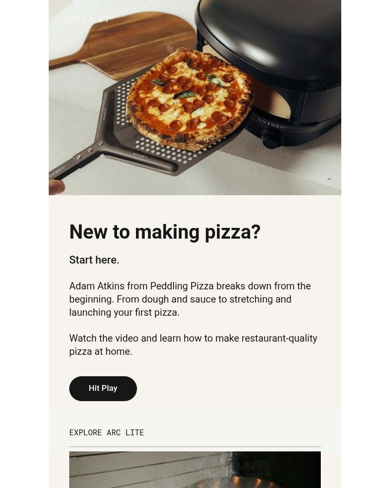 Screenshot of email sent to a Gozney Newsletter subscriber