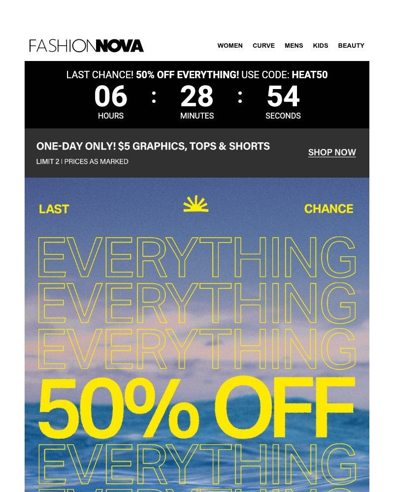 Screenshot of email sent to a Fashion Nova Registered user