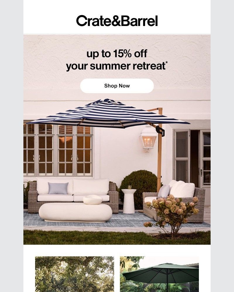 Screenshot of email sent to a Crate & Barrel Newsletter subscriber