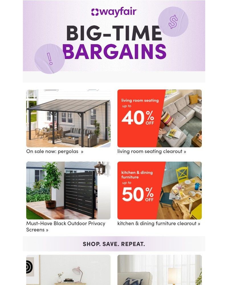 Screenshot of email sent to a Wayfair Newsletter subscriber