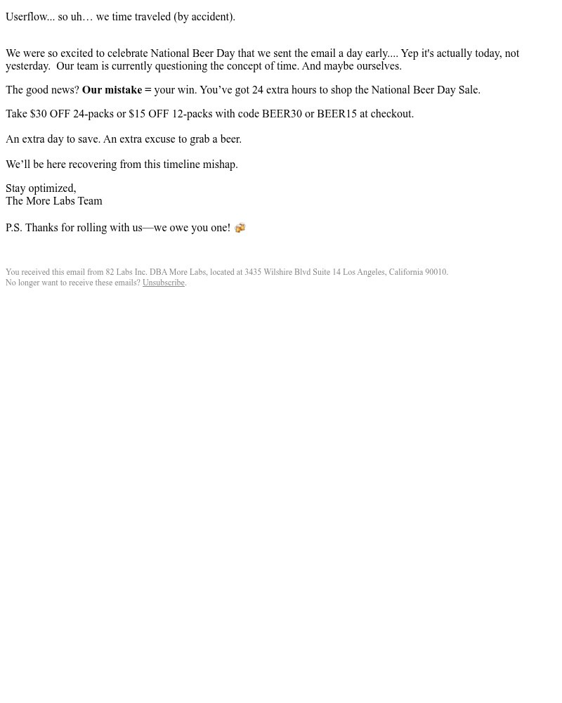 Screenshot of email sent to a Morning Recovery Newsletter subscriber