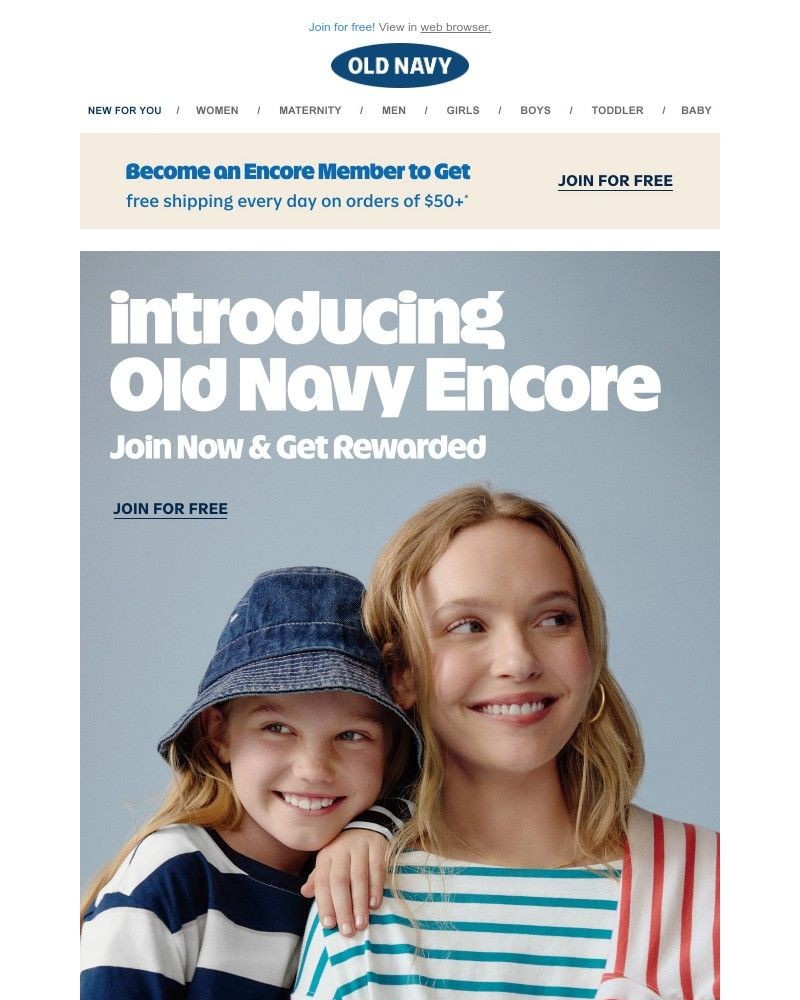 Screenshot of email sent to a Old Navy Newsletter subscriber
