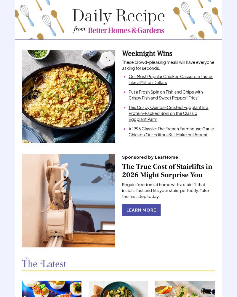 Screenshot of email sent to a Better Homes and Gardens Newsletter subscriber