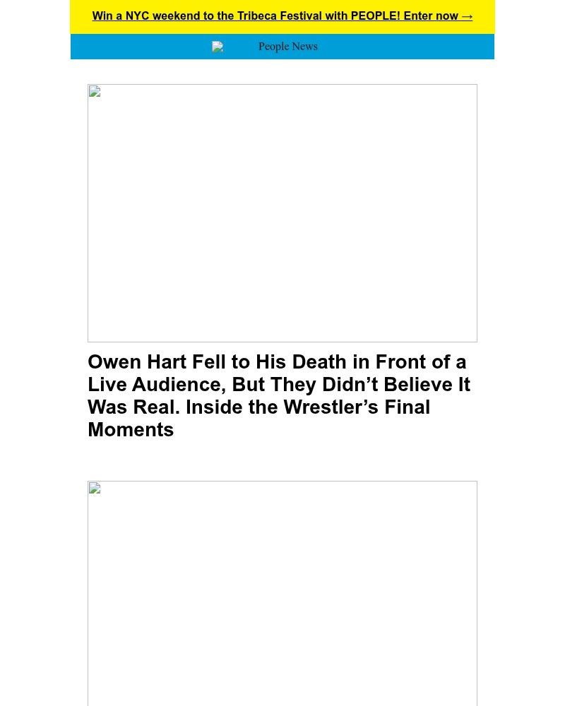 Screenshot of email sent to a People Newsletter subscriber