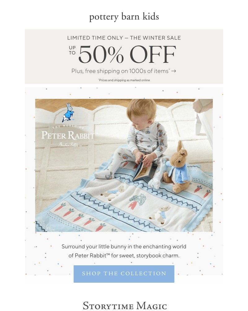 Screenshot of email sent to a Pottery Barn Newsletter subscriber