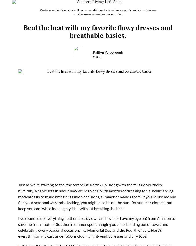 Screenshot of email sent to a Southern Living Newsletter subscriber