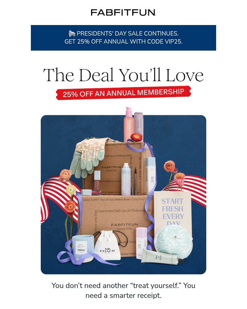 Screenshot of email sent to a FabFitFun Newsletter subscriber