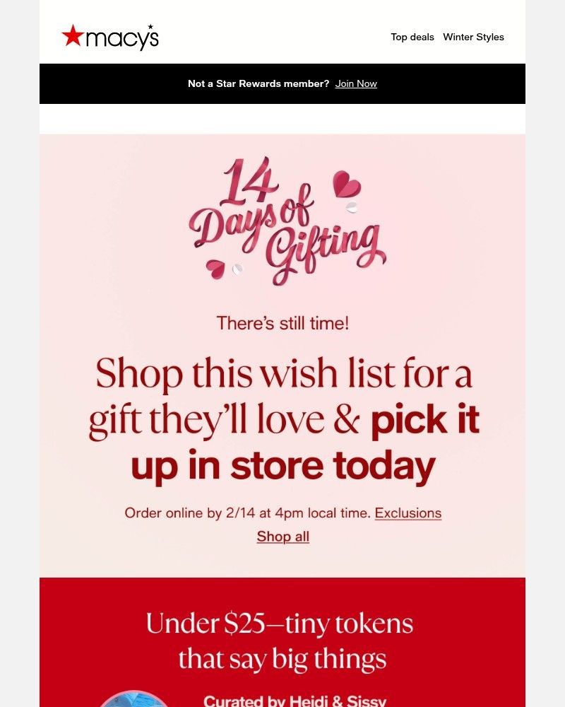Screenshot of email sent to a Macy's Cart abandoner