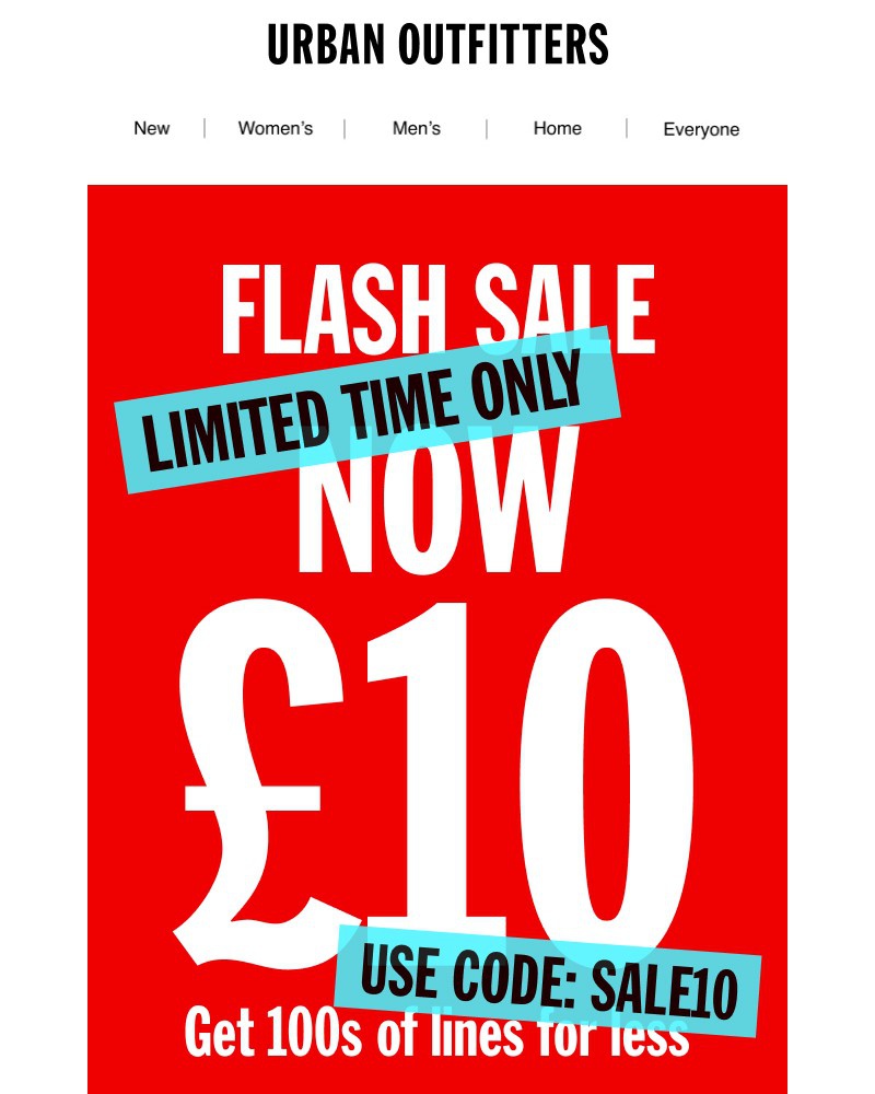 Screenshot of email sent to a Urban Outfitters Newsletter subscriber