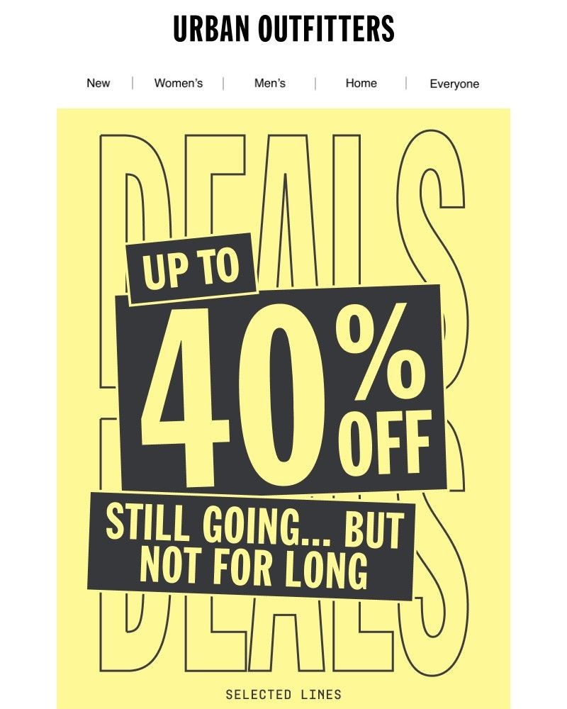 Screenshot of email sent to a Urban Outfitters Newsletter subscriber