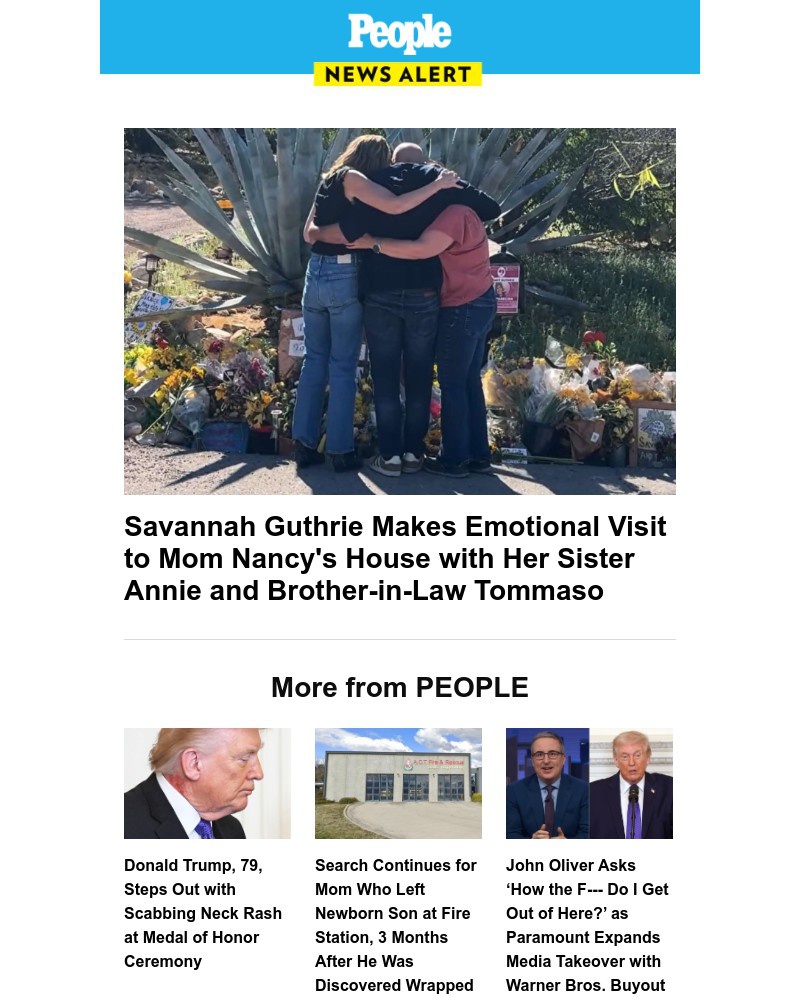 Screenshot of email sent to a People Newsletter subscriber