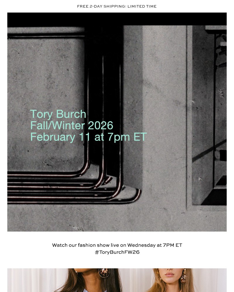 Screenshot of email sent to a Tory Burch Newsletter subscriber