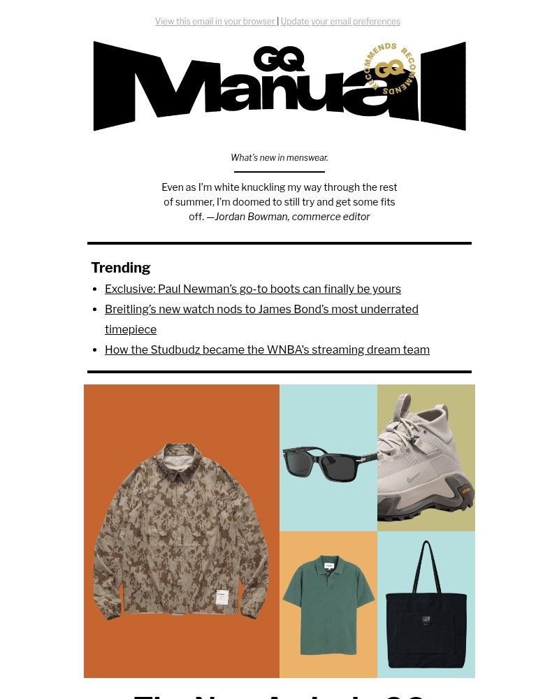 Screenshot of email sent to a GQ Newsletter subscriber