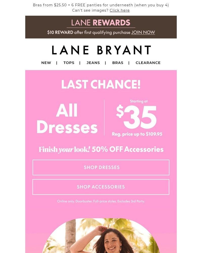 Screenshot of email sent to a Lane Bryant Newsletter subscriber