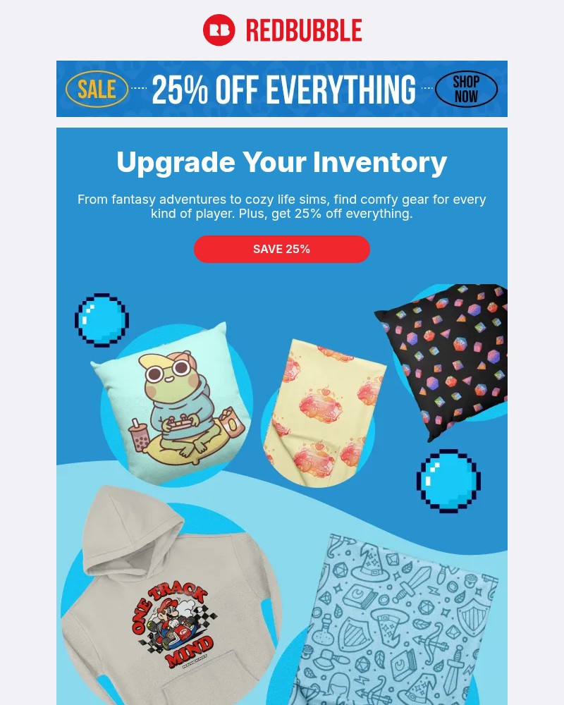 Screenshot of email sent to a Redbubble Newsletter subscriber