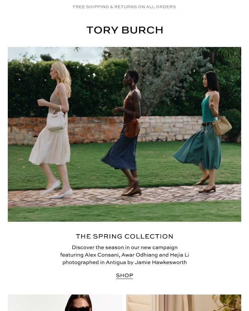 Screenshot of email sent to a Tory Burch Newsletter subscriber