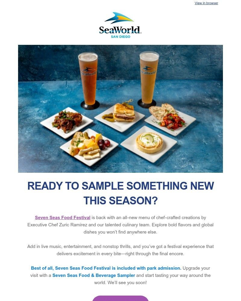Screenshot of email sent to a Sea World Newsletter subscriber