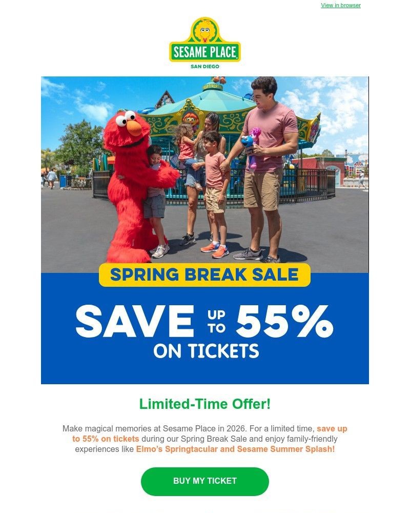 Screenshot of email sent to a Sea World Newsletter subscriber