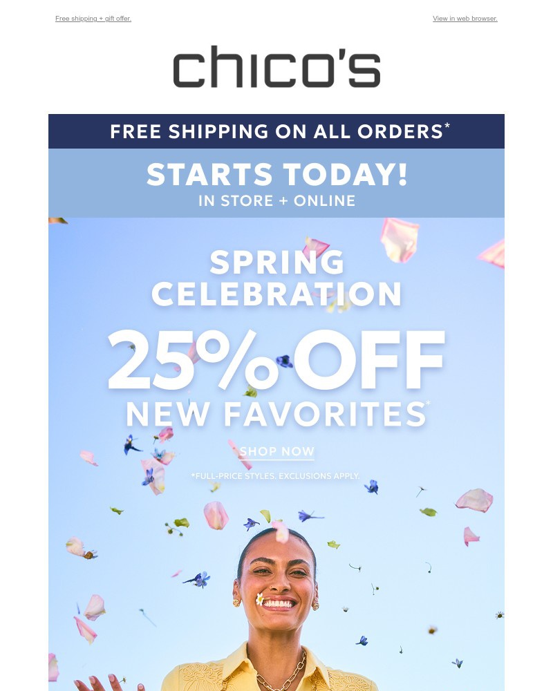Screenshot of email sent to a Chico’s Newsletter subscriber