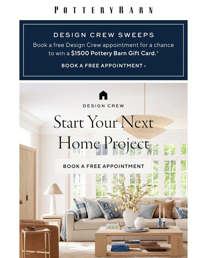 Screenshot of email sent to a Pottery Barn Cart abandoner