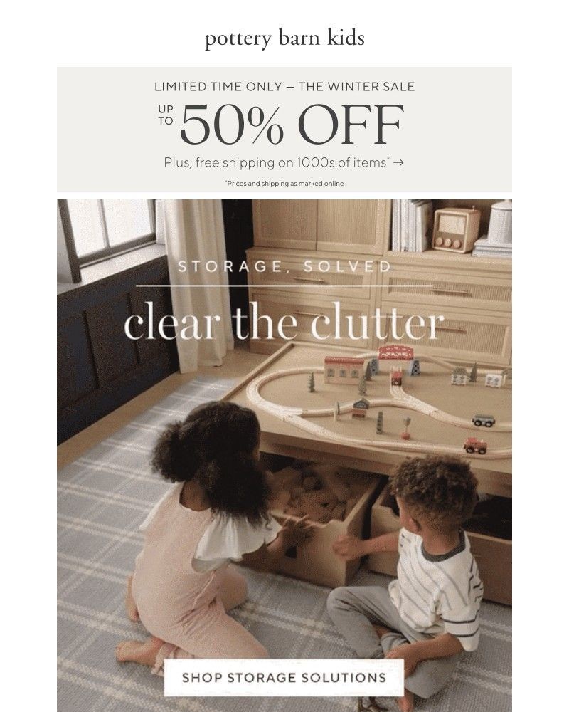 Screenshot of email sent to a Pottery Barn Newsletter subscriber