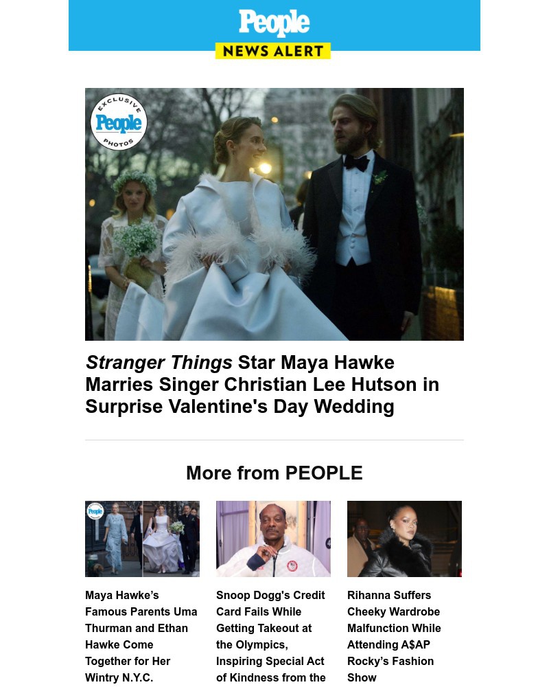 Screenshot of email sent to a People Newsletter subscriber