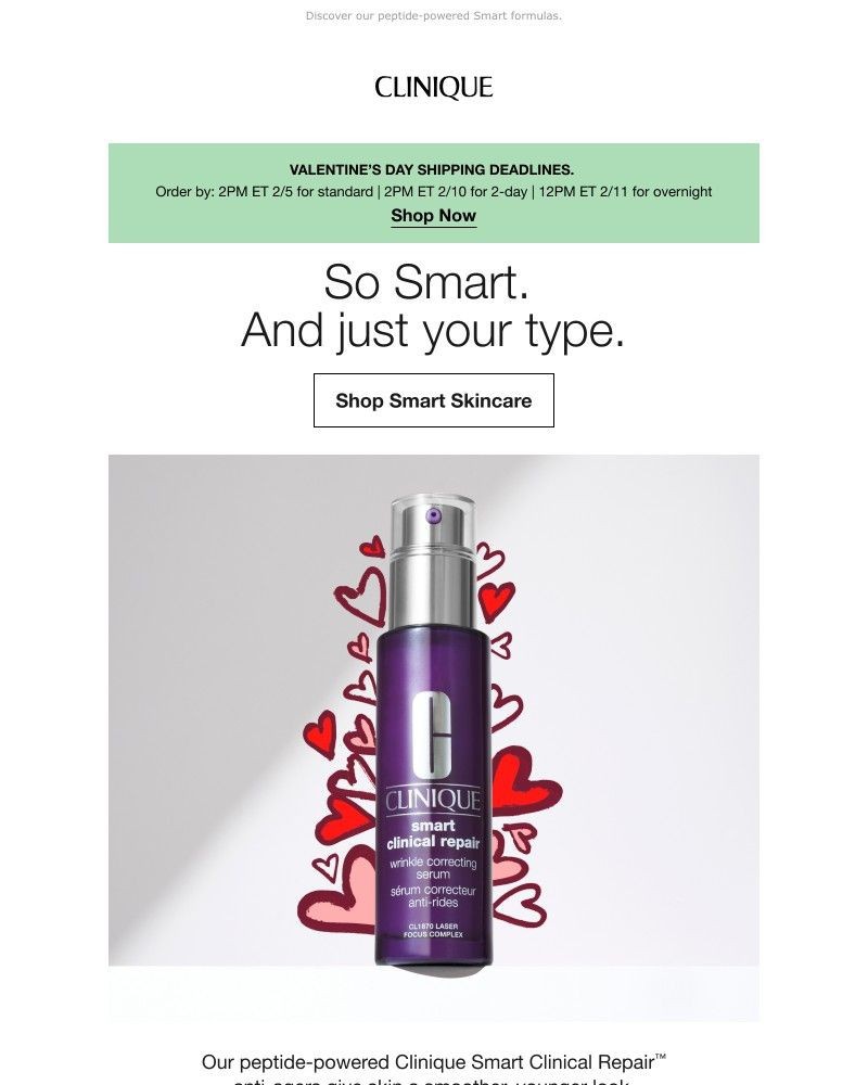 Screenshot of email sent to a Clinique Newsletter subscriber