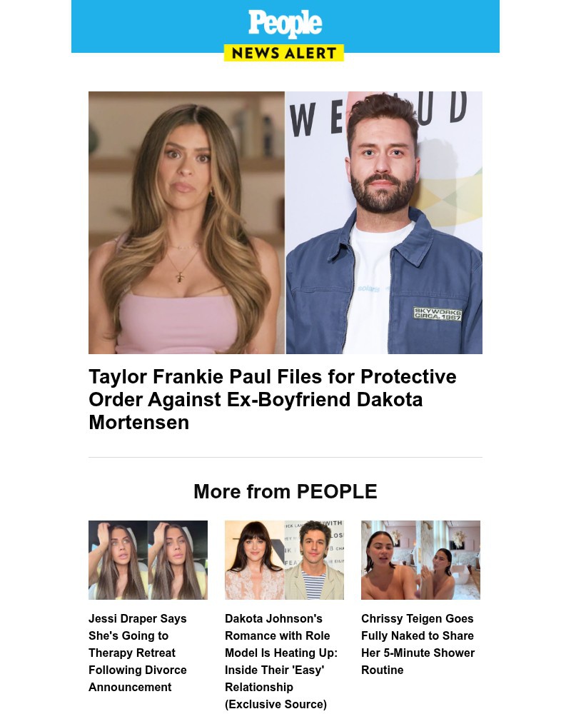 Screenshot of email sent to a People Newsletter subscriber