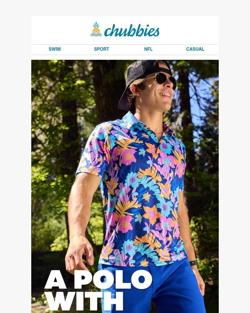 Screenshot of email sent to a Chubbies Newsletter subscriber