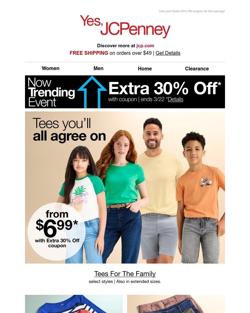 Screenshot of email sent to a JCPenney Newsletter subscriber