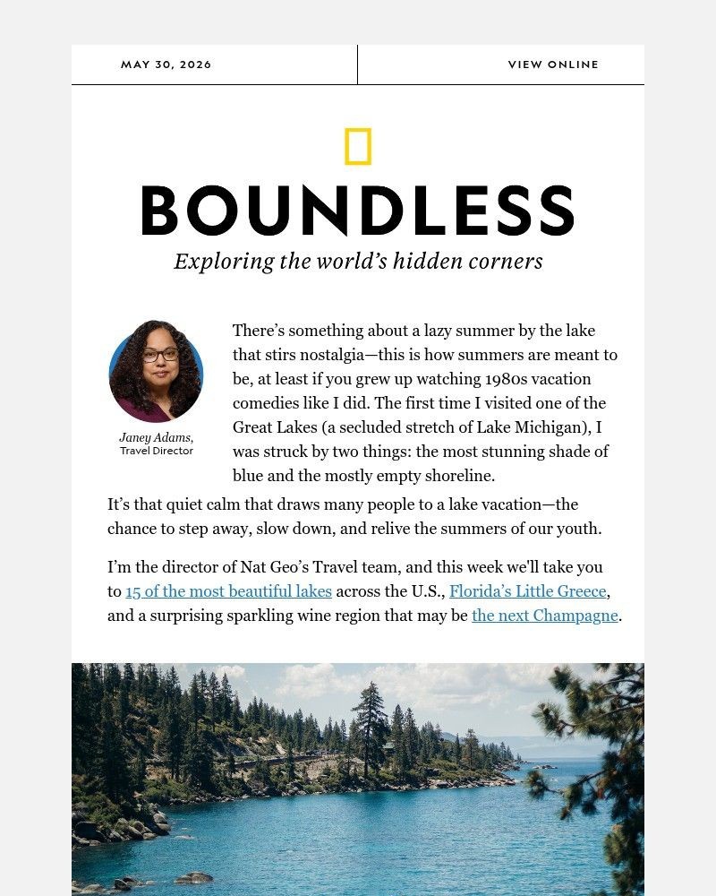 Screenshot of email sent to a National Geographic Newsletter subscriber